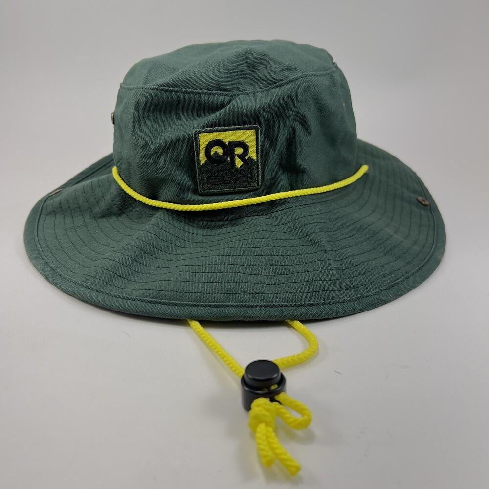 Outdoor Research Moab Sun Hat Size Small Forest Green Yellow Drawcord